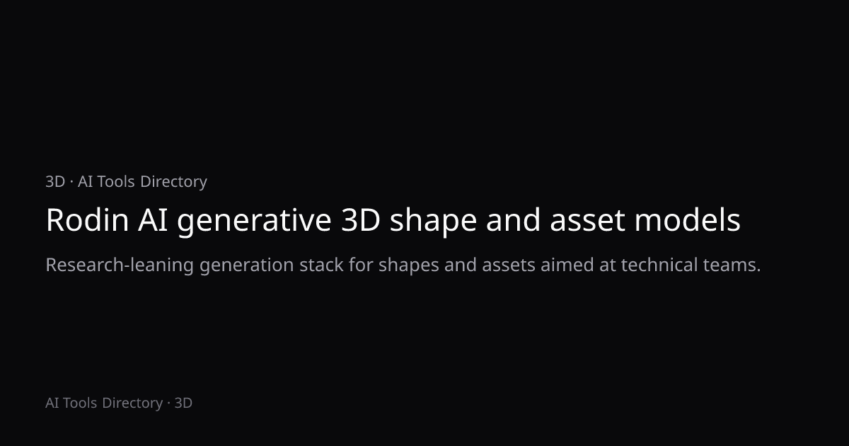 Rodin AI generative 3D shape and asset models